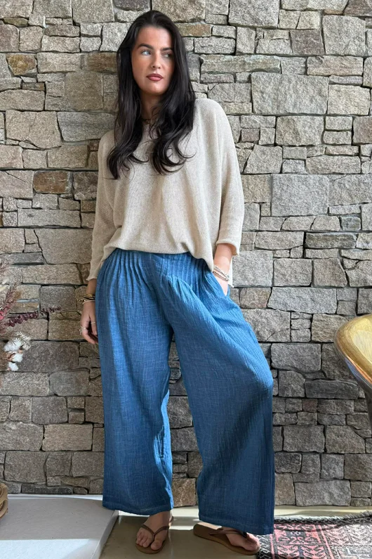 Loom & Thread Pin Tuck Pant Washed Denim /41=